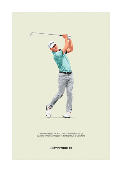 Justin Thomas golf swing motivational poster for sports decor