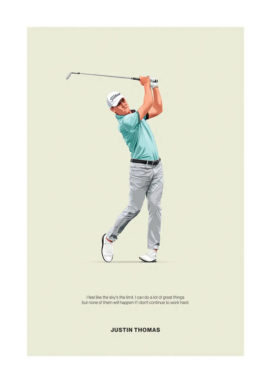 Justin Thomas golf swing motivational poster for sports decor