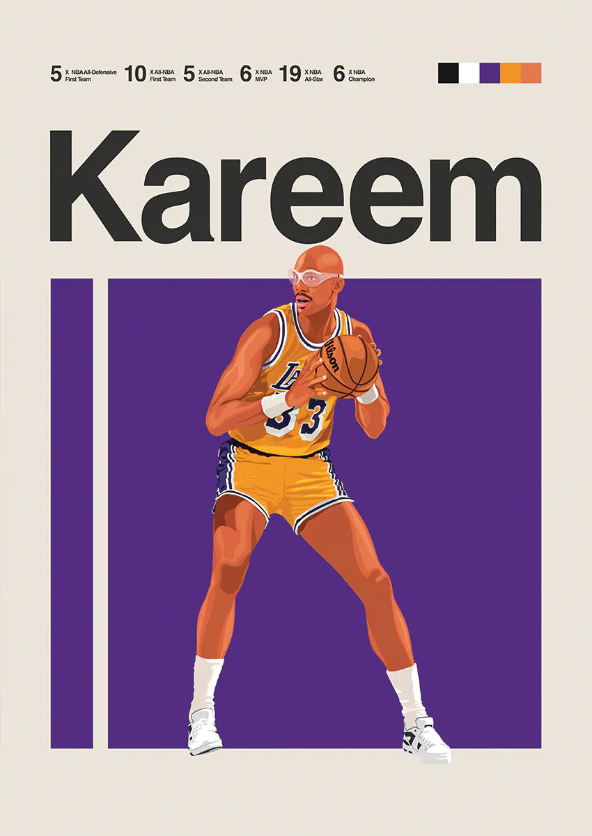 kareem abdul-jabbar poster wall art for lakers fans