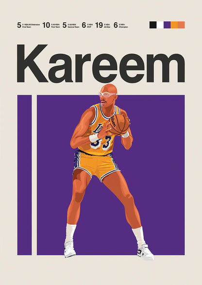 kareem abdul-jabbar poster wall art for lakers fans