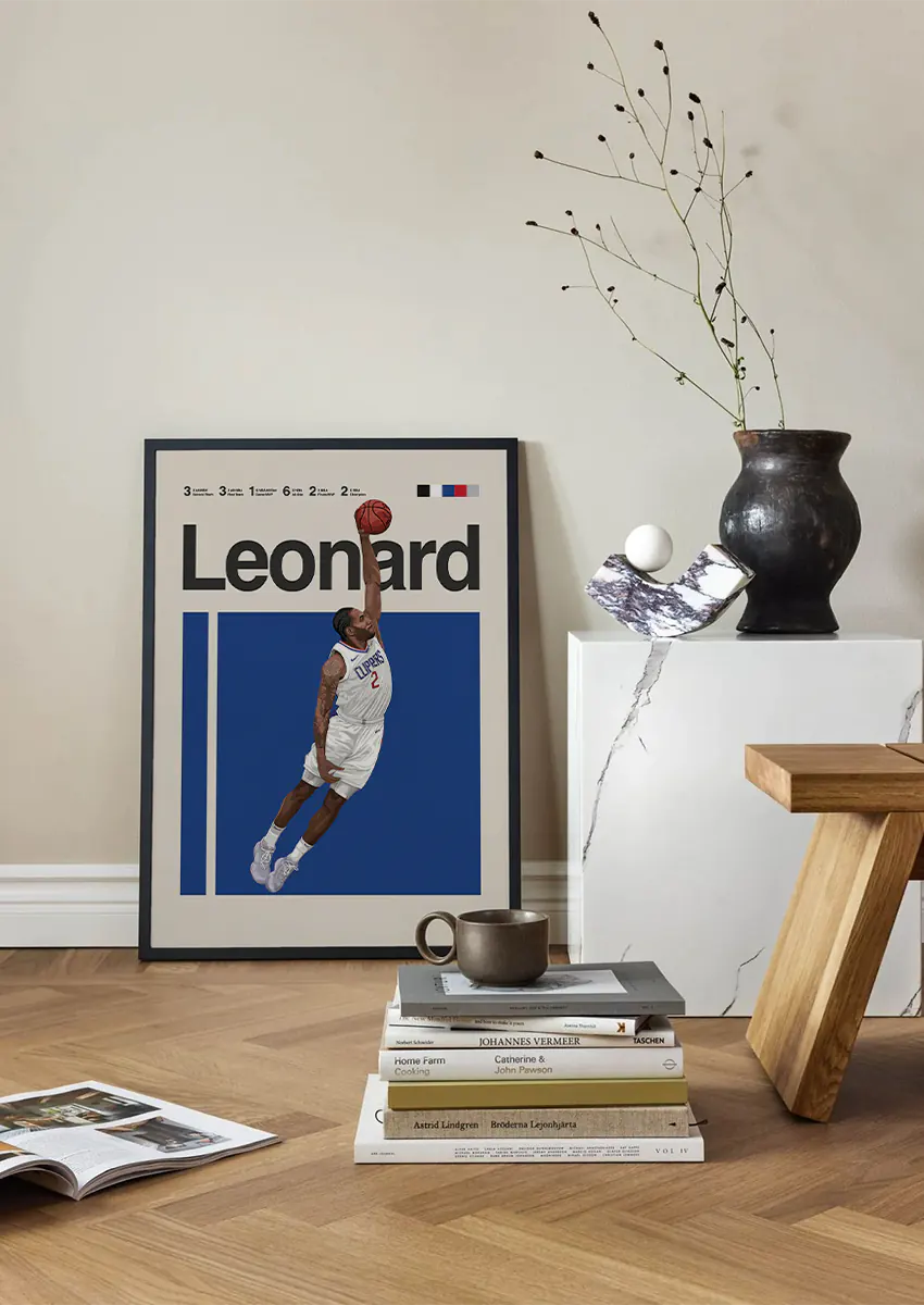 NBA star Kawhi Leonard dunk wall art