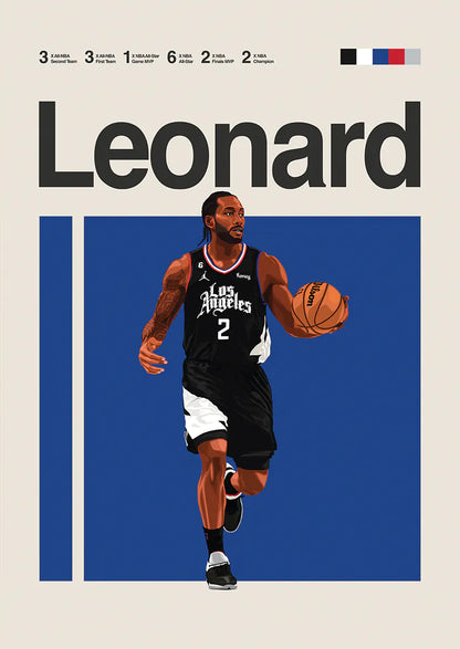 Kawhi Leonard poster in black Clippers jersey basketball wall art