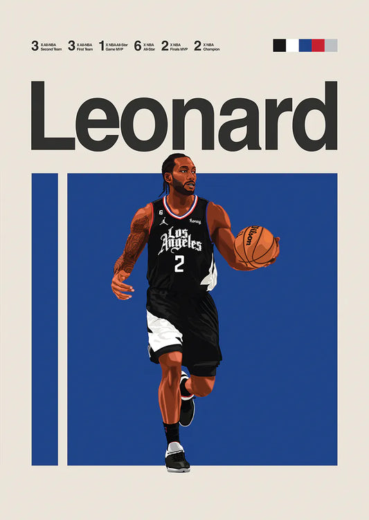 Kawhi Leonard poster in black Clippers jersey basketball wall art