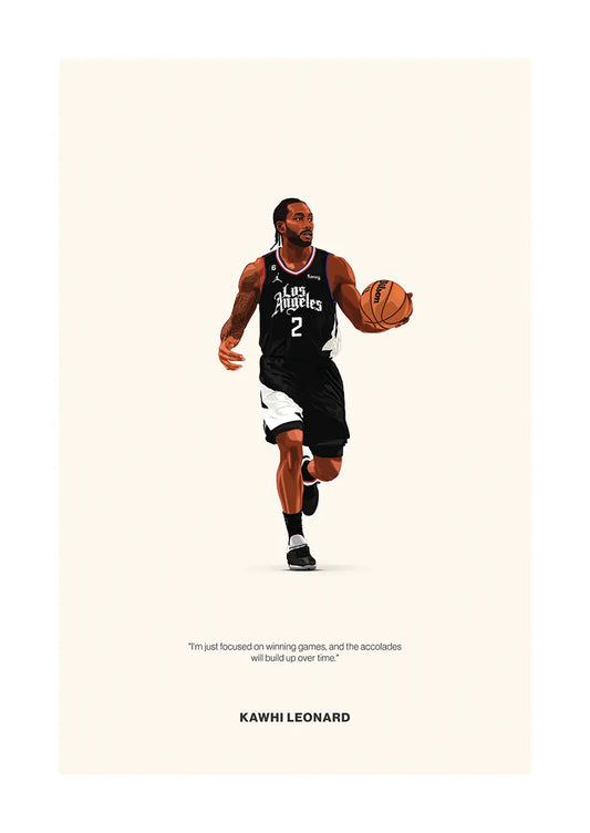 Kawhi Leonard Clippers poster with motivational quote about focus and winning