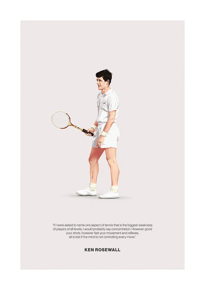 Ken Rosewall tennis poster with mental focus quote