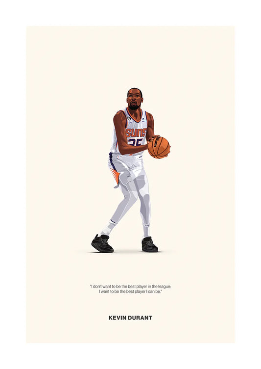 Kevin Durant Phoenix Suns basketball poster with motivational quote on self-growth