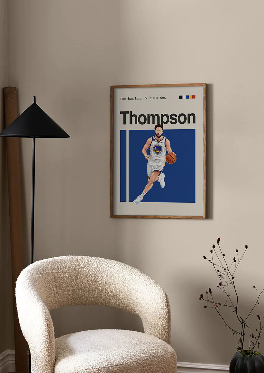 NBA wall decor featuring Klay Thompson in action