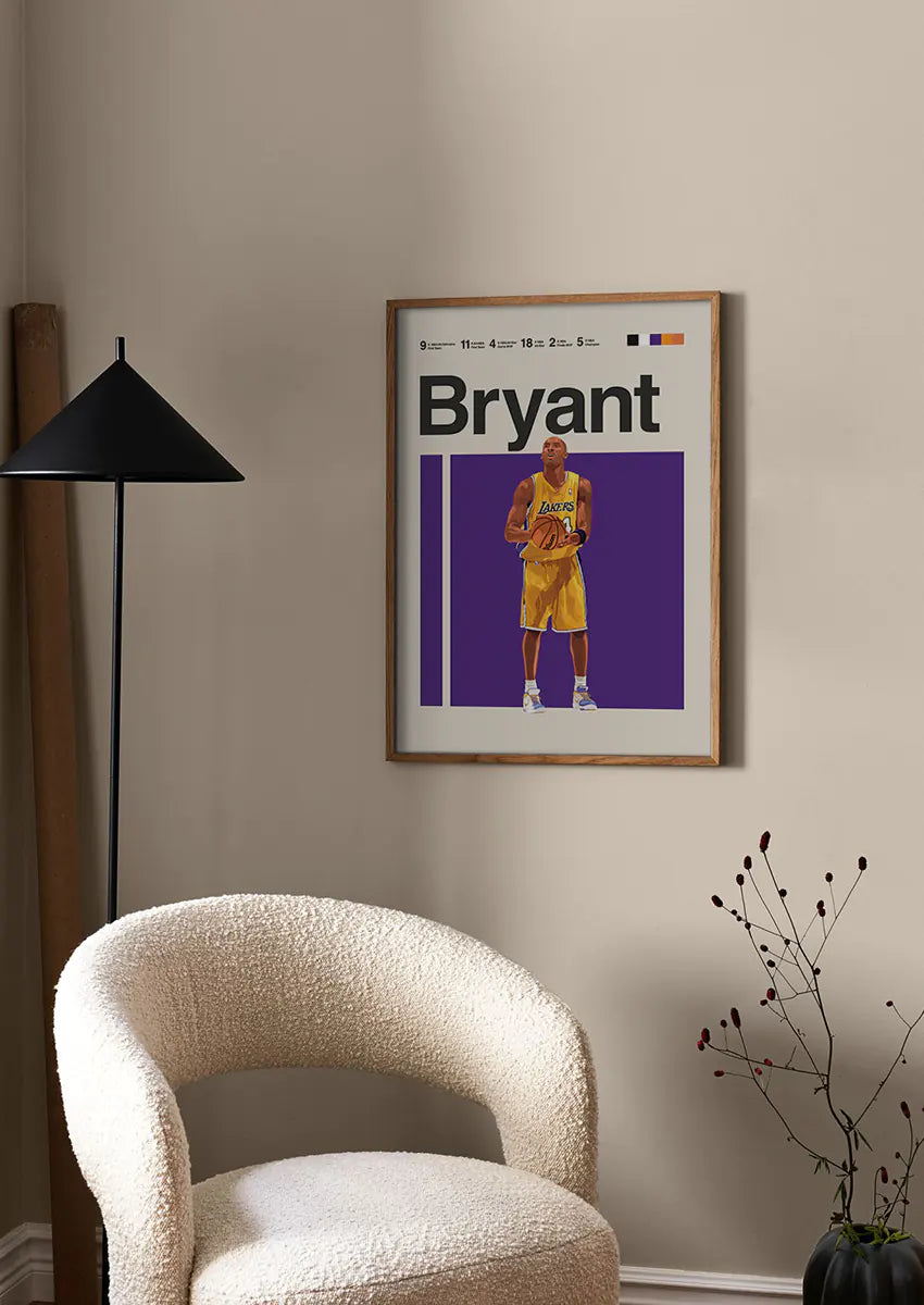 nba legend kobe bryant print with focused pre-game pose