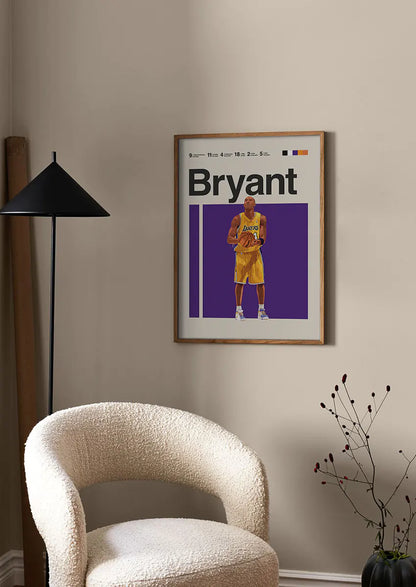nba legend kobe bryant print with focused pre-game pose
