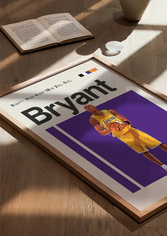 minimalist sports poster of kobe bryant for game room decor