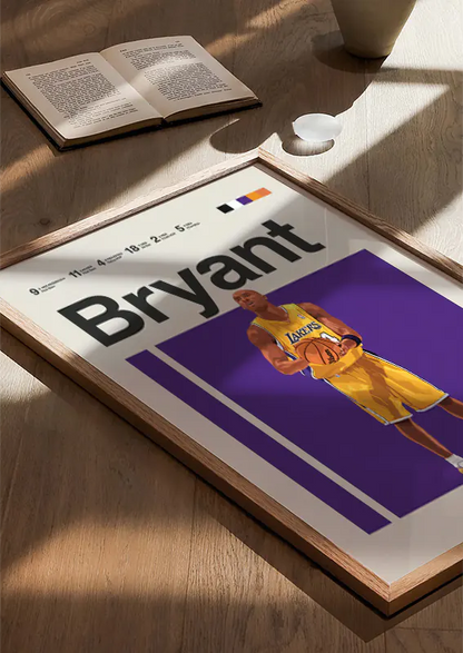 minimalist sports poster of kobe bryant for game room decor
