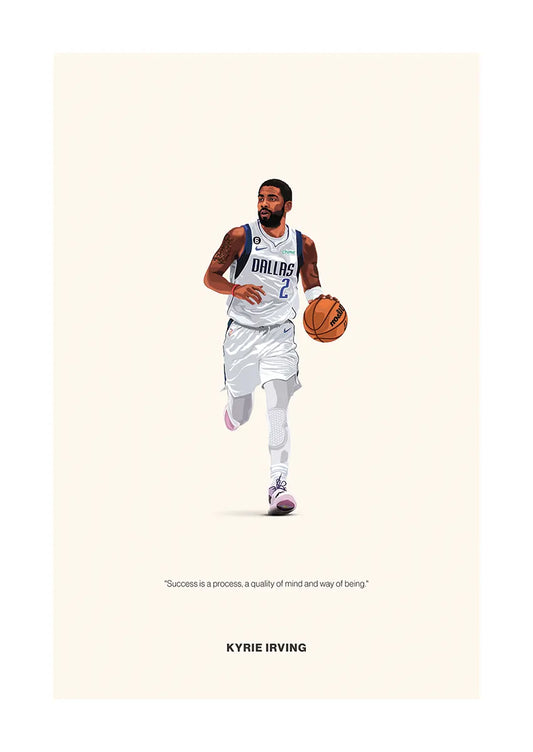 Kyrie Irving Dallas Mavericks poster with motivational quote about success and mindset