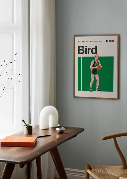 Minimalist Larry Bird basketball wall art print