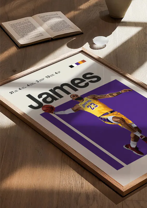 NBA Lakers wall art of LeBron James dunk