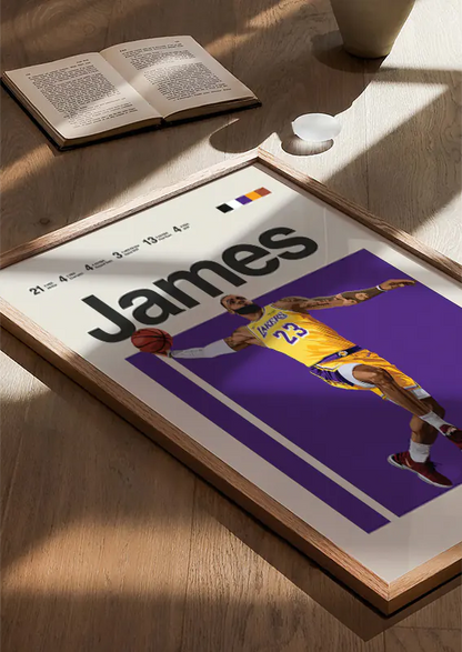 NBA Lakers wall art of LeBron James dunk
