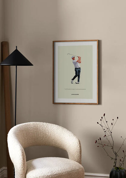 Minimalist sports wall art featuring Lucas Glover in action