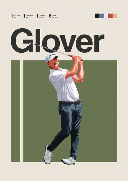 lucas glover poster golfer artwork for man cave pga golf wall art