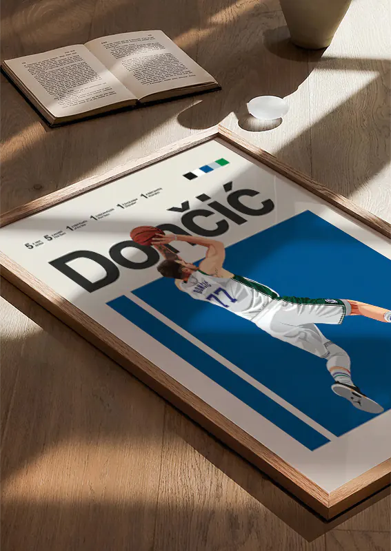 Luka Dončić wall art in mid-air slam