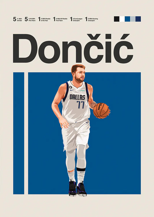 Luka Dončić poster in Dallas Mavericks jersey