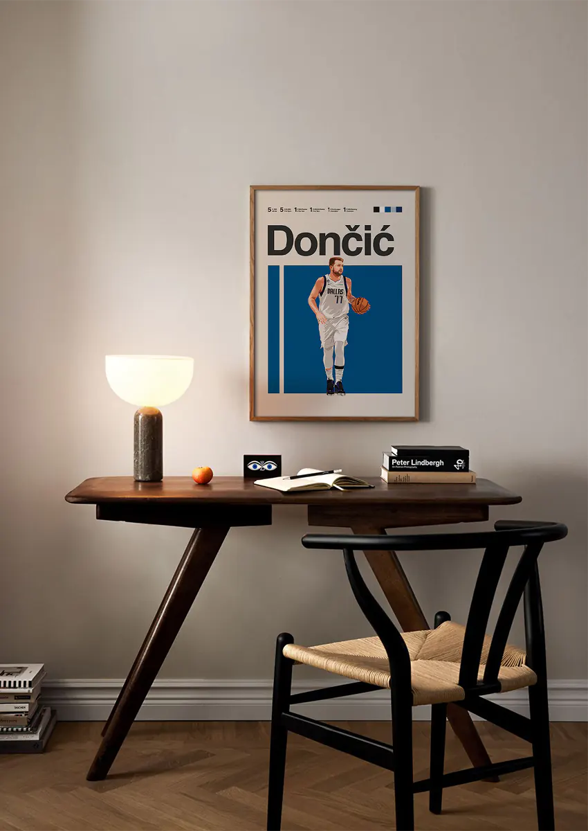 NBA wall art featuring Luka Dončić dribbling
