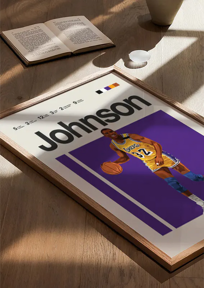 NBA legend Magic Johnson basketball artwork purple background