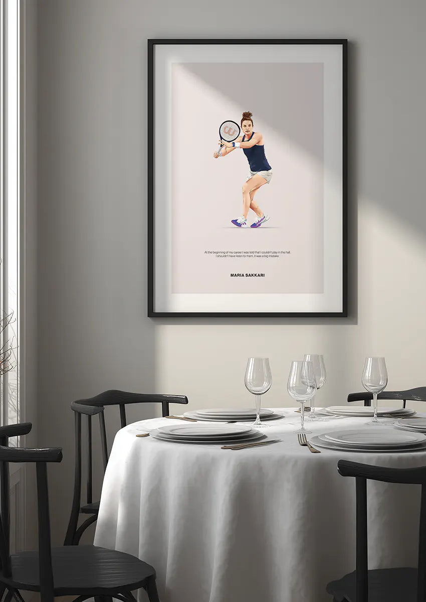 Motivational female tennis print for gym office or bedroom decor