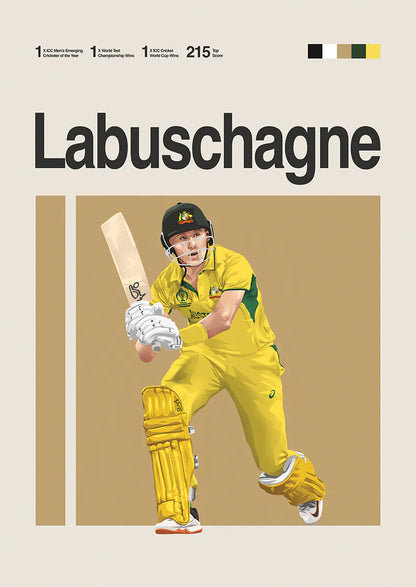 marnus labuschagne poster australia cricket yellow kit