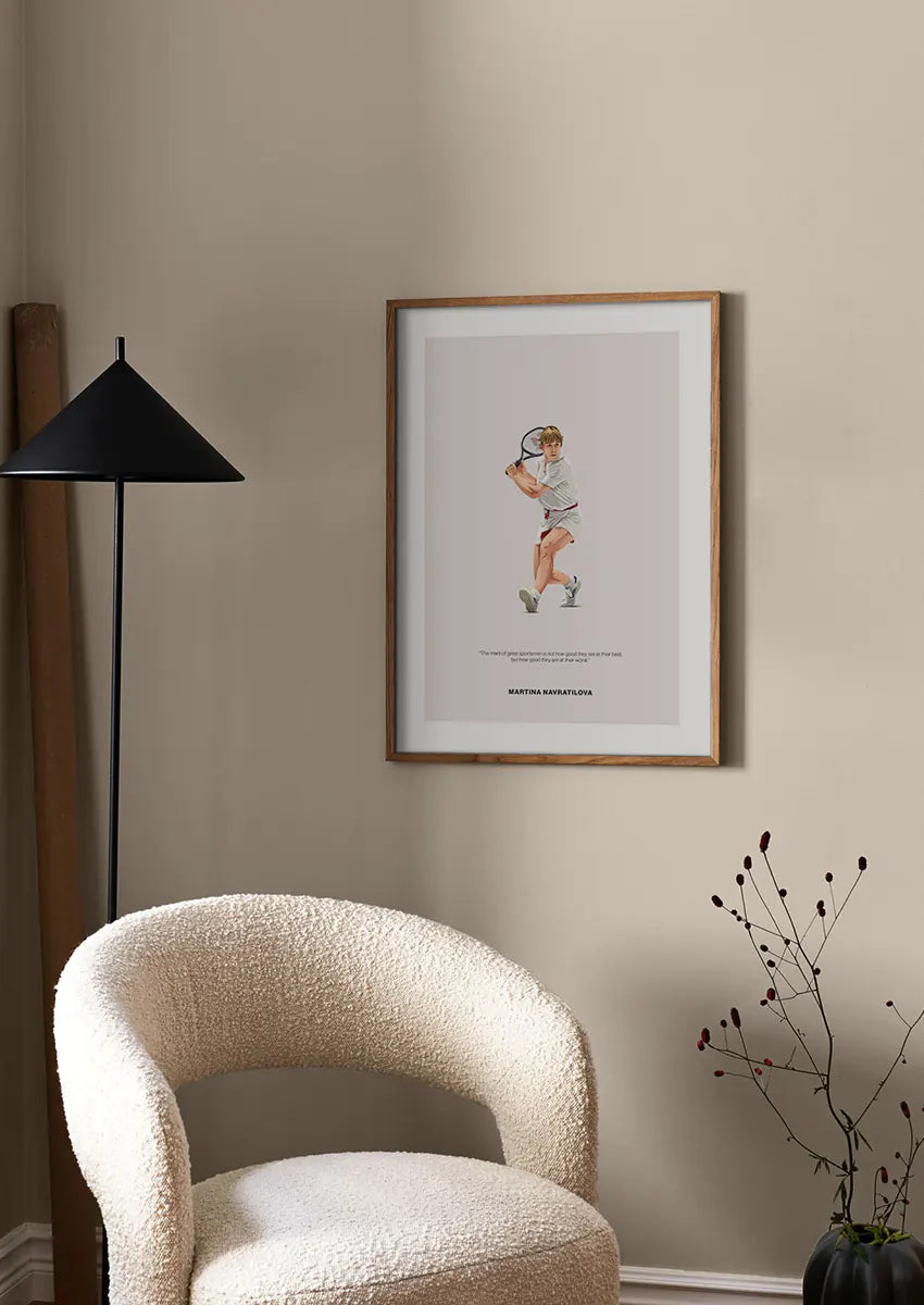 Legendary female athlete wall art minimalist tennis print