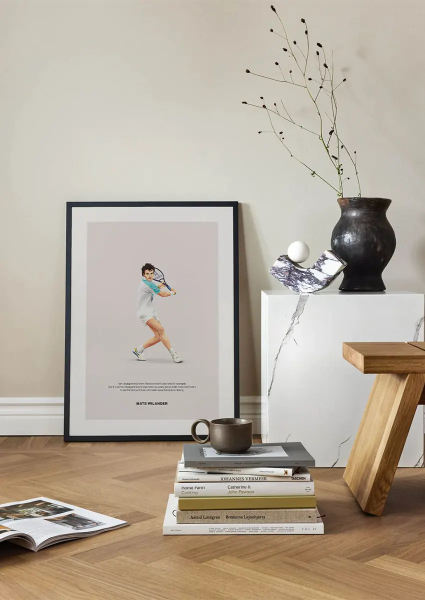 Inspirational tennis legend print for gym or modern office decor