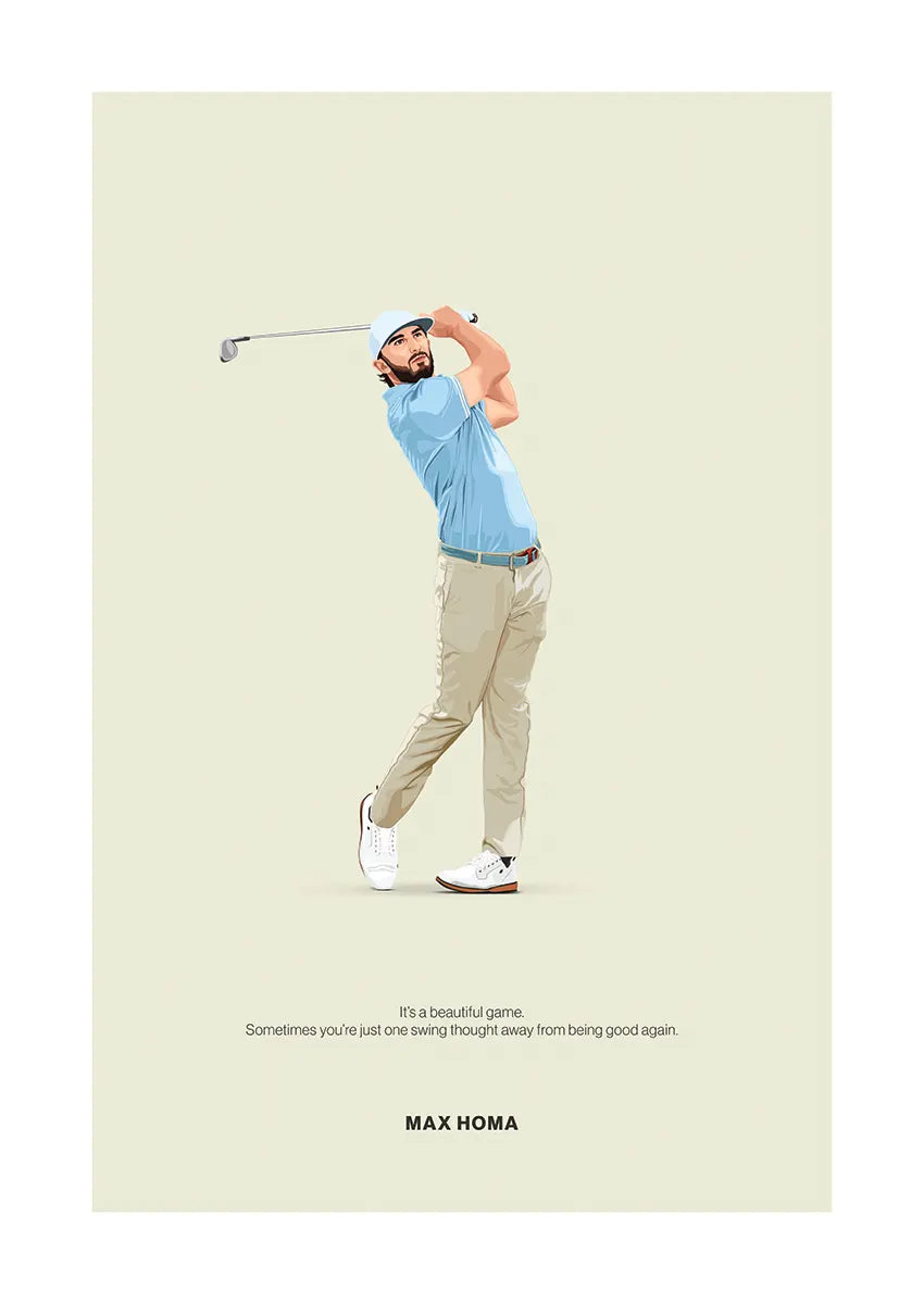 Max Homa golf swing poster with inspirational quote