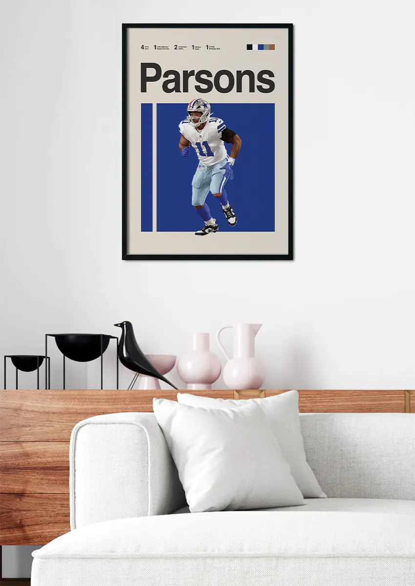 NFL linebacker wall art of Micah Parsons