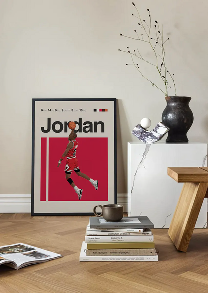 Chicago Bulls wall art of Michael Jordan in mid-air