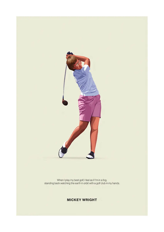 Mickey Wright golf swing poster with inspirational quote