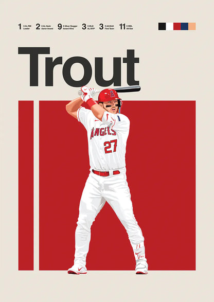mike trout baseball poster minimalist los angeles angels art print