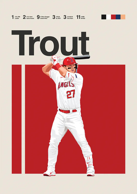 mike trout baseball poster minimalist los angeles angels art print