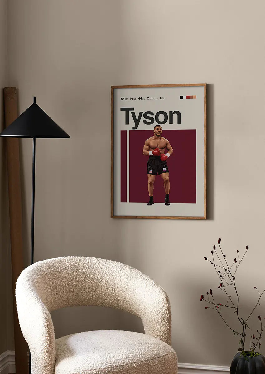 Iron Mike Tyson sports wall art in fighting stance