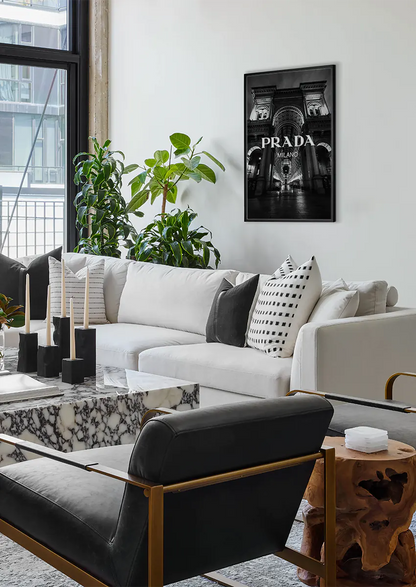 luxury fashion milano wall art featuring prada logo