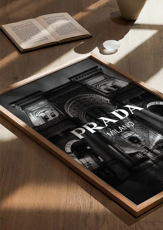milan architecture poster with fashion branding black and white