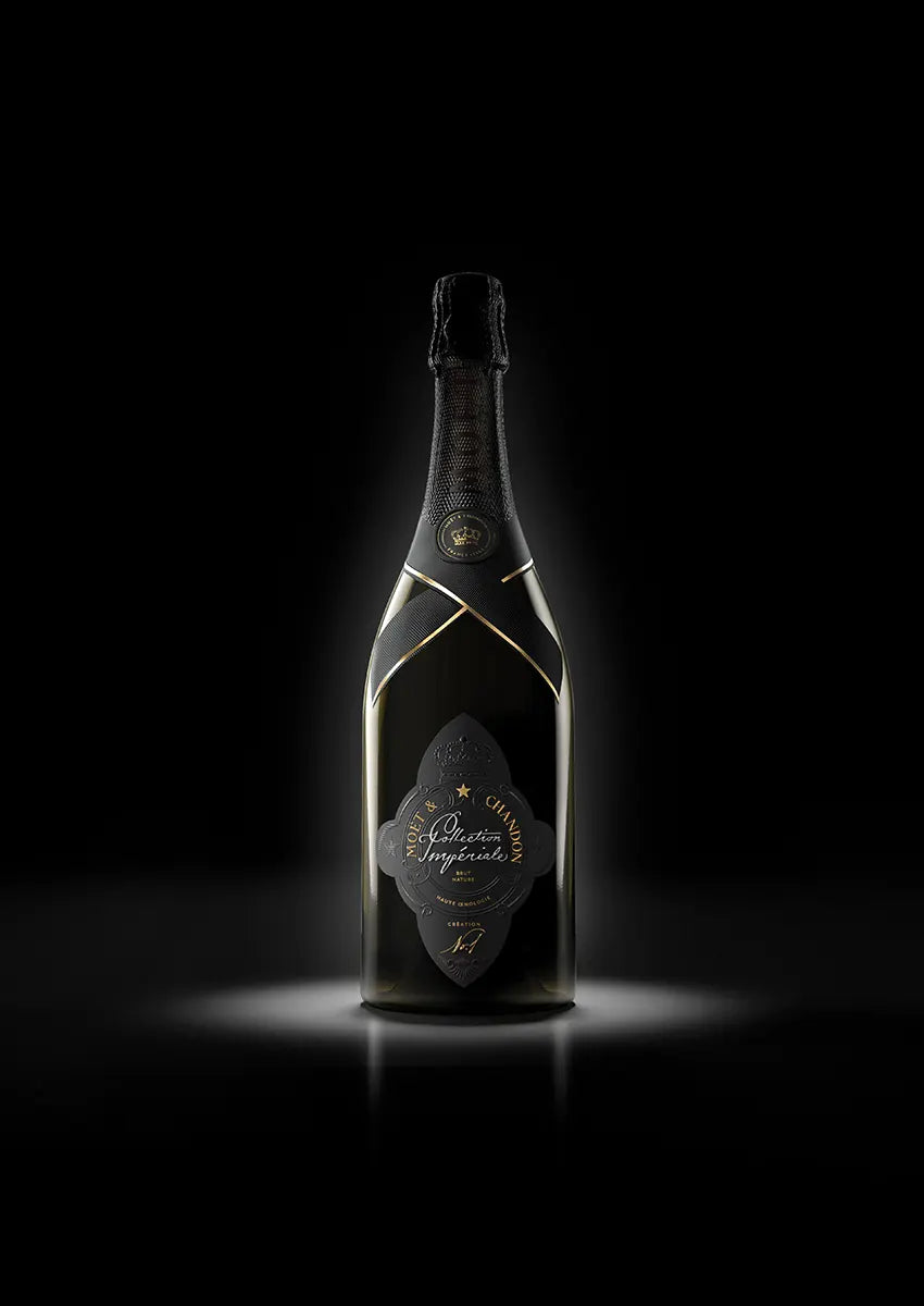 moet and chandon black and gold champagne bottle poster
