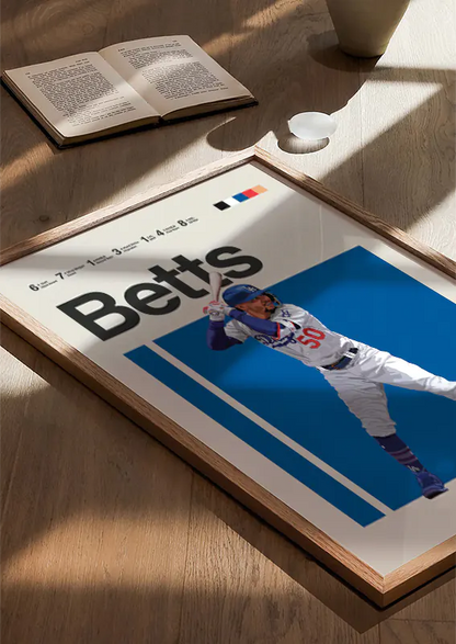 Mookie Betts swinging bat baseball artwork for game room