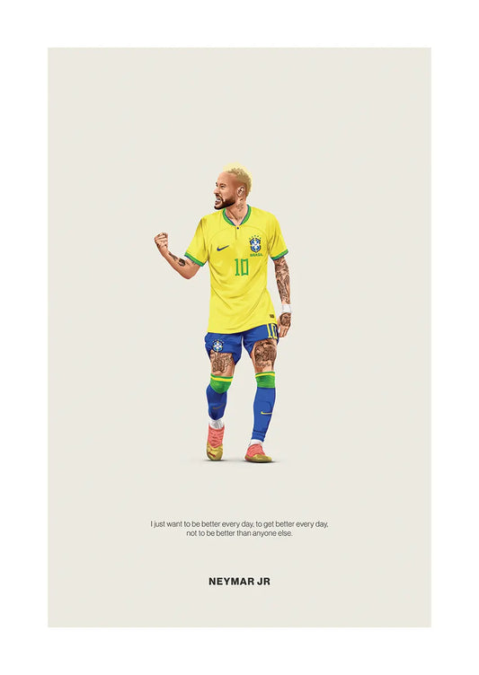 Neymar Jr. motivational football poster in Brazil jersey