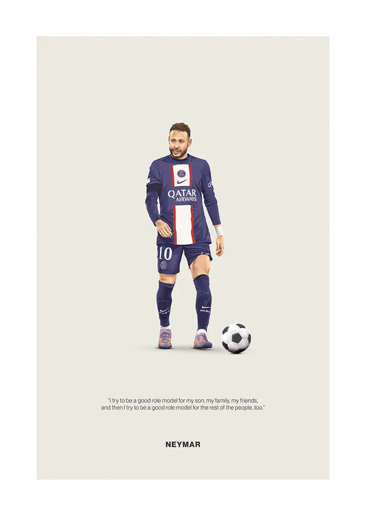 Neymar Jr. poster in PSG kit with motivational quote