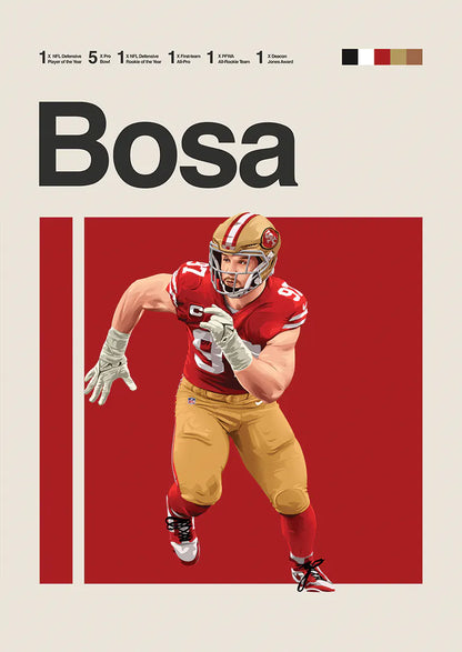 Nick Bosa poster in San Francisco 49ers uniform