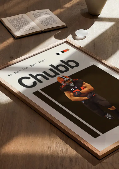 American football art print of Nick Chubb in action