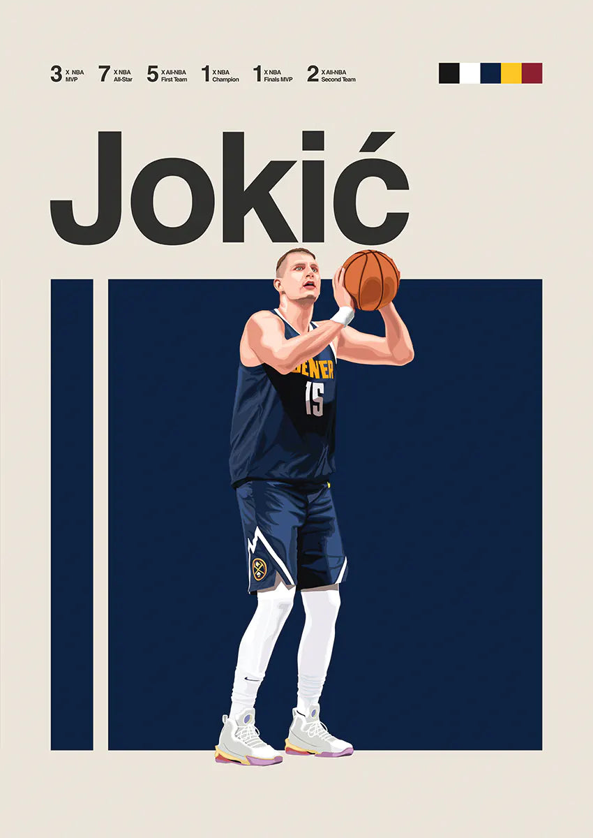 Nikola Jokić poster in Denver Nuggets uniform