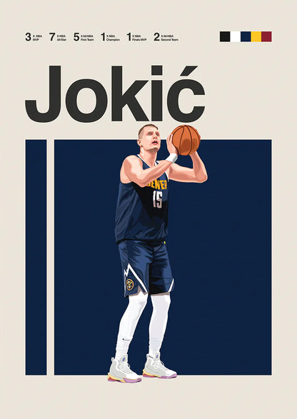Nikola Jokić poster in Denver Nuggets uniform