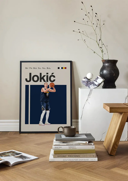 NBA MVP Nikola Jokić wall art basketball illustration