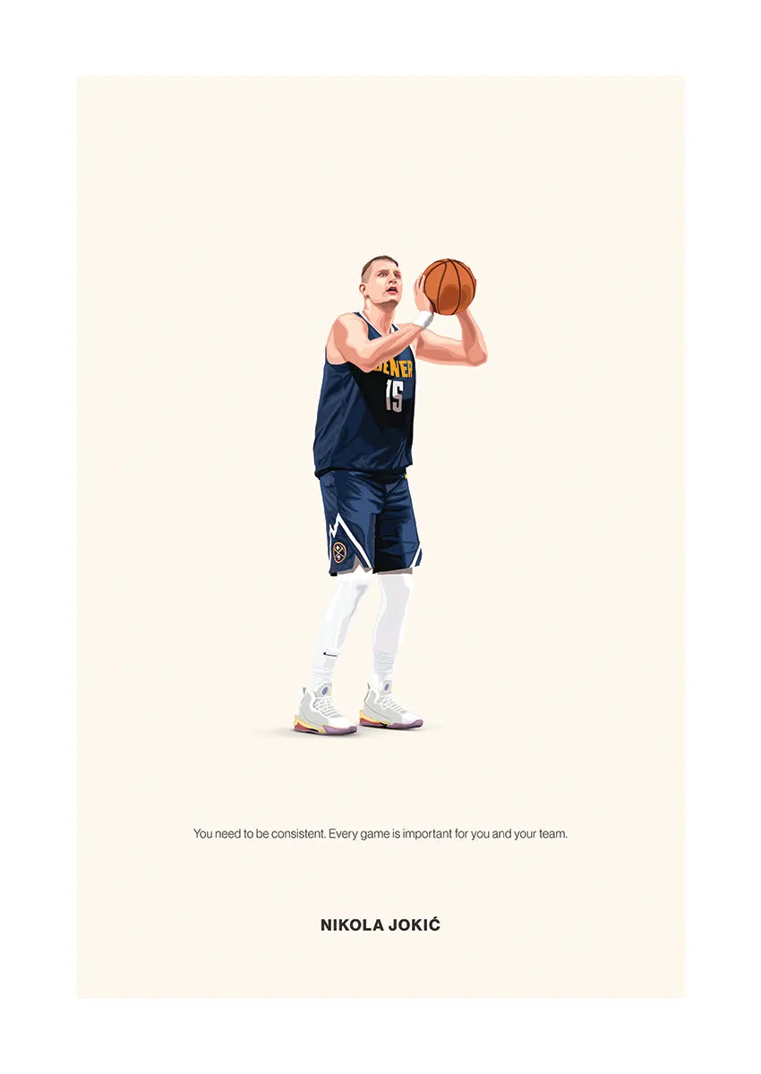 Nikola Jokić Denver Nuggets basketball poster with consistency quote
