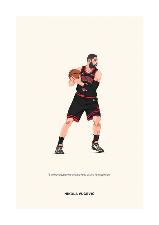 Nikola Vučević basketball poster with motivational quote