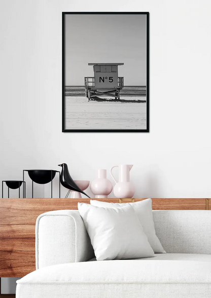 lifeguard tower no5 minimalist coastal wall art print